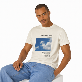 تیشرت نخ پنبه کرمی clouds مردانه برند لیورجی آلمان
