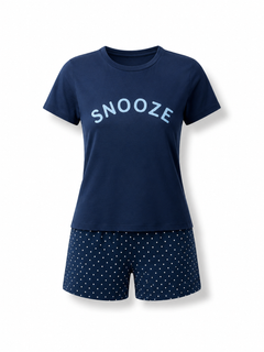ست تیشرت و شورتک زنانه Esmara مدل Snooze سرمهای خالدار