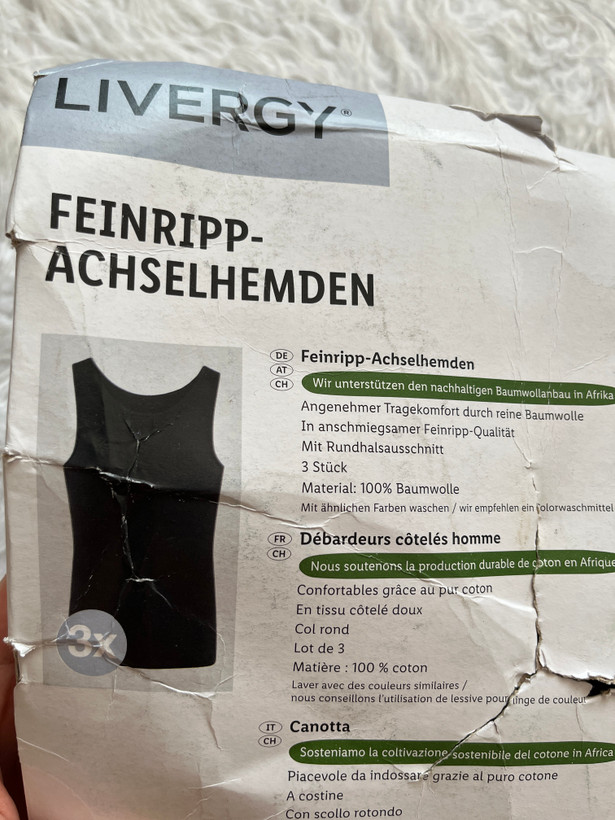 زیرپوش رکابی و آستین دار مردانه لیورجی LIVERGY مدل Feinripp