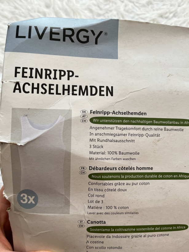 زیرپوش رکابی و آستین دار مردانه لیورجی LIVERGY مدل Feinripp