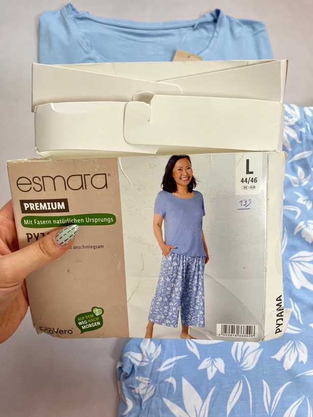 ست پیژامه زنانه اسمارا ESMARA، نخی و راحت، آبی طرحدار