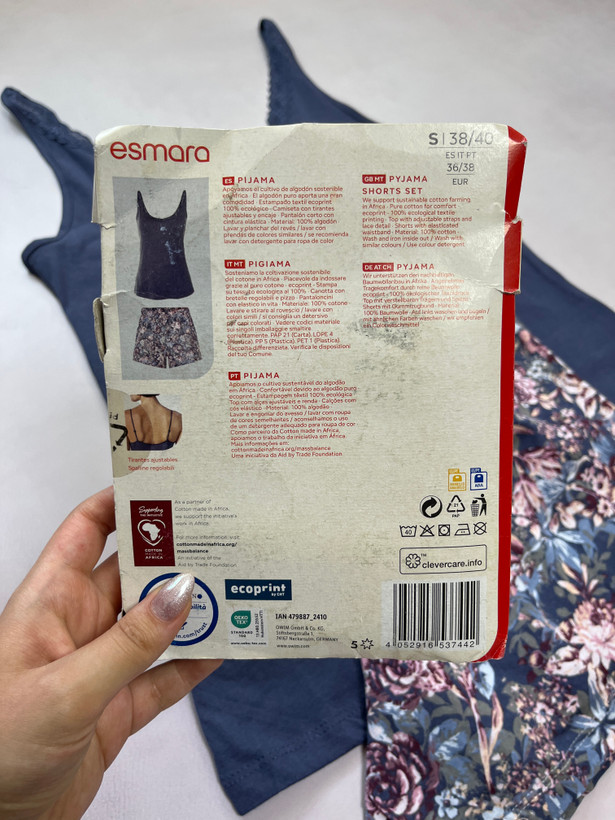 تاپ و شلوارک زنانه اسمارا (Esmara) مدل گلدار – نخی ۱۰۰٪