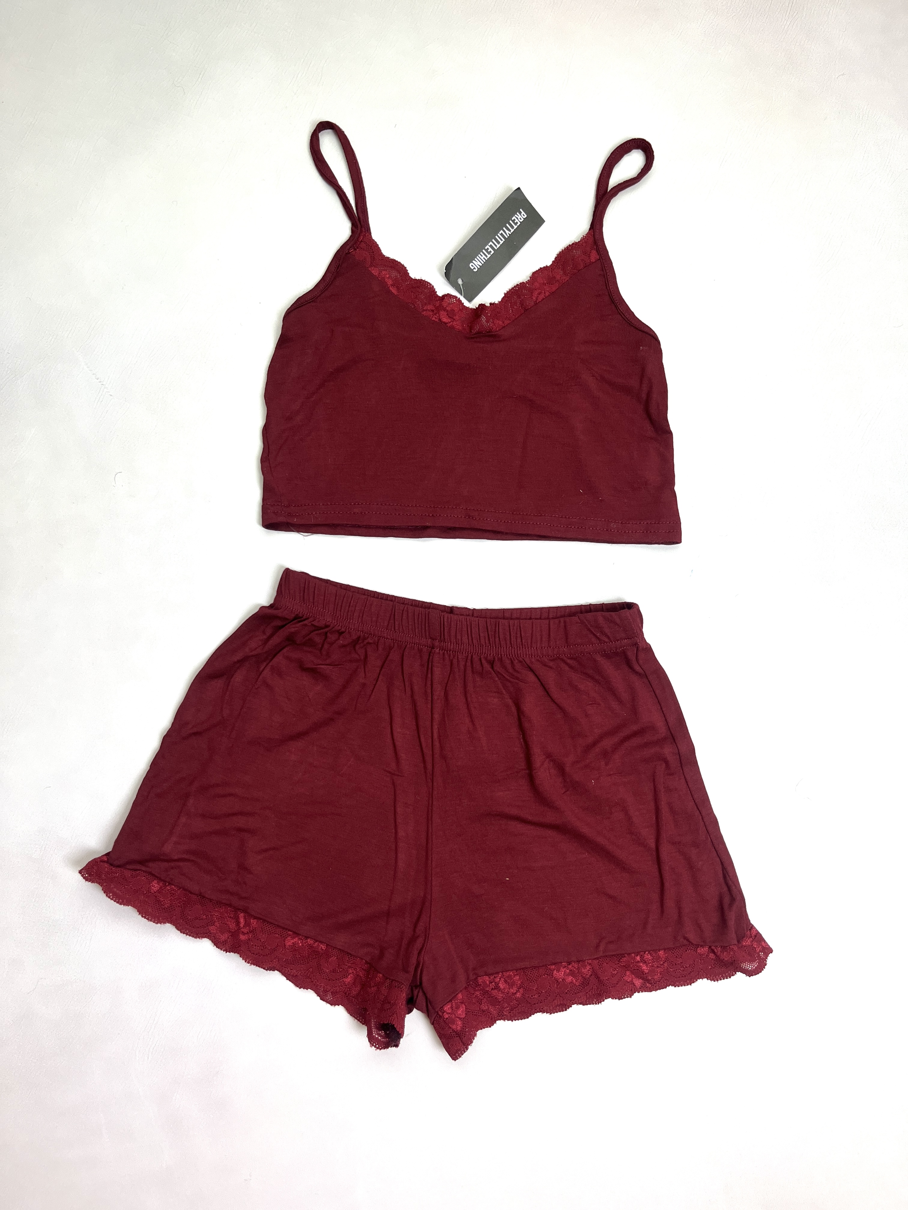 ست تاپ و شورتک زنانه برند بوهو (Boohoo) رنگ زرشکی