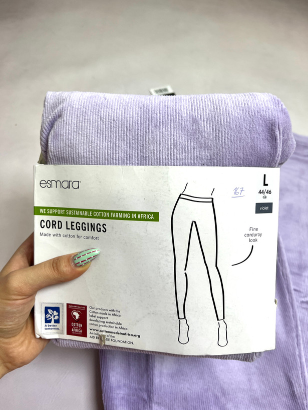 لگینگ مخمل کبریتی زنانه اسمارا (Esmara) رنگ بنفش روشن (لیلکی) و سبز- نخی لایکرادار